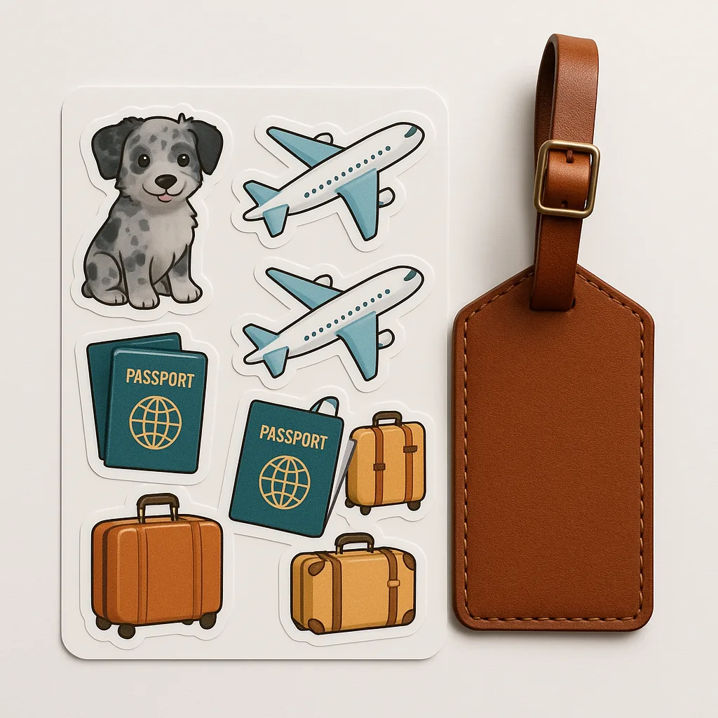 Sticker and luggage tag set